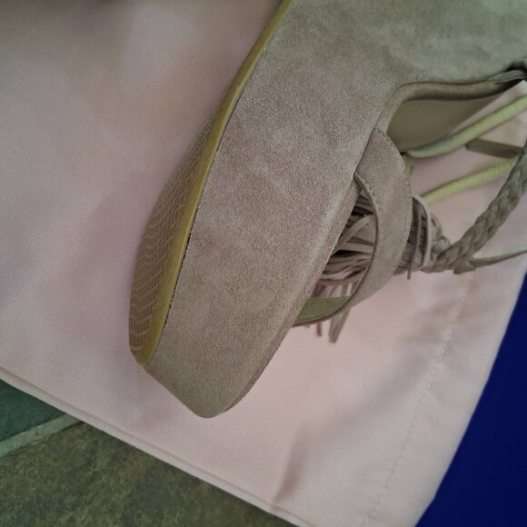 Stuart Weitzman Wedge Suede Sandals Shoes - Picture 7 of 10